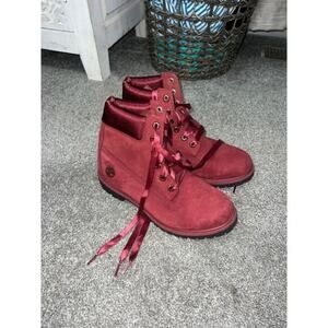 Timberland Red Boots with‎ Satin Trim & Laces size 9.5